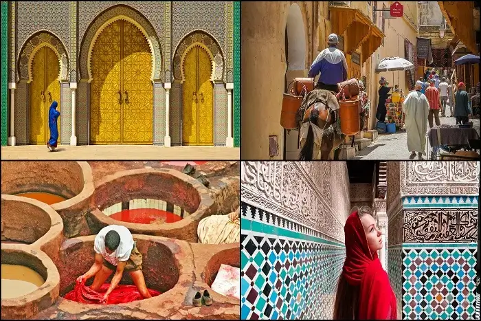 Exploring Fes culture and landmarks during a city tour on a 10 day tour from Casablanca