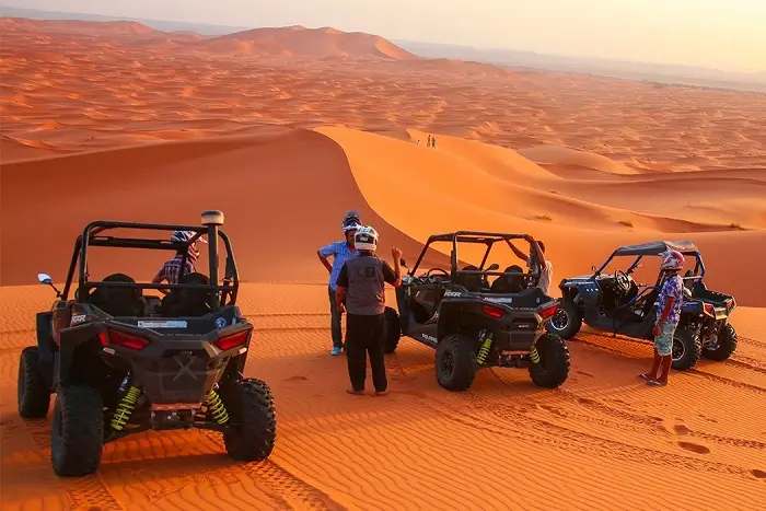 Dune buggy adventure in the Merzouga Desert during the 10 days Morocco tour from Casablanca