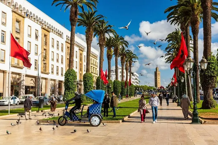 Palm-lined Avenue Mohammed V in Rabat during a 5 day Morocco tour