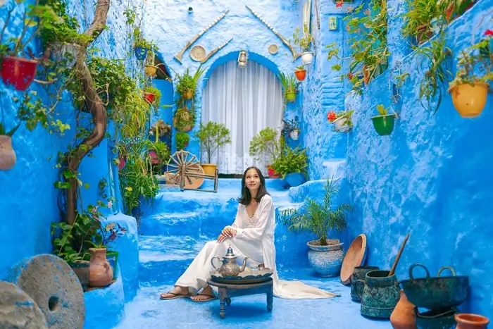 Blue-painted streets of Chefchaouen during a 9 days in Morocco itinerary
