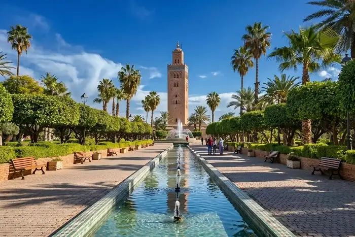 Koutoubia Mosque in Marrakech on a Morocco 9 day tour from Casablanca